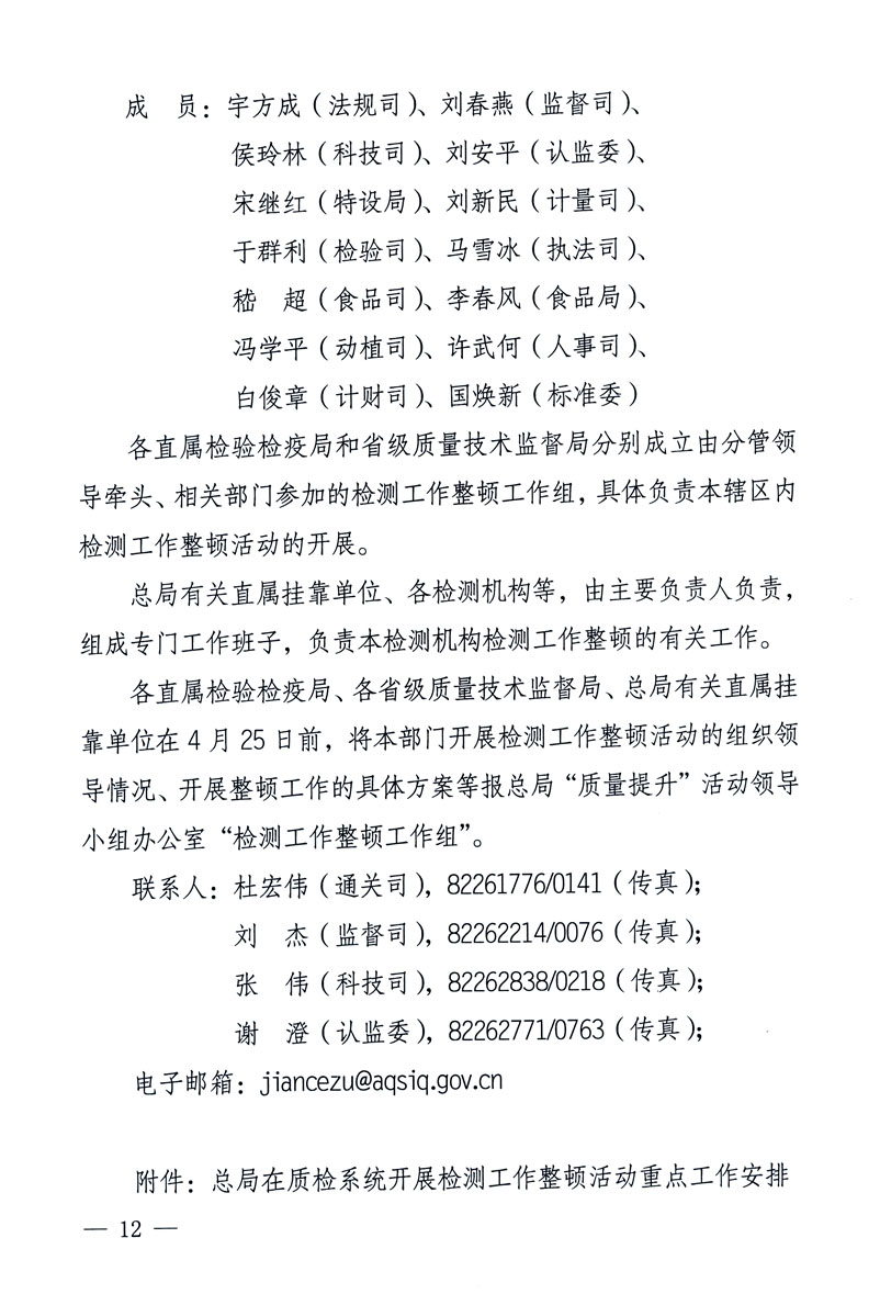 關(guān)于印發(fā)《關(guān)于在全國(guó)質(zhì)檢系統(tǒng)開展檢測(cè)工作整頓的活動(dòng)方案》的通知